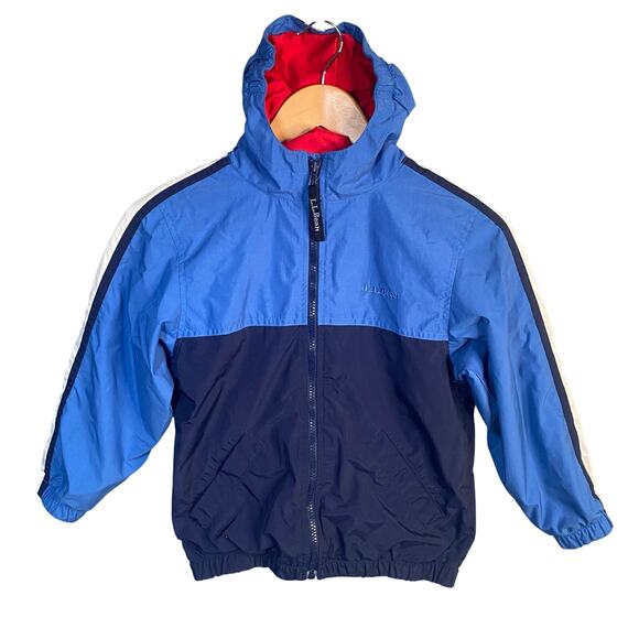 L.L. Bean Other - LL Bean Kids Windbreaker Jacket Blue‎ Colorblock Hooded Lightweight Coat